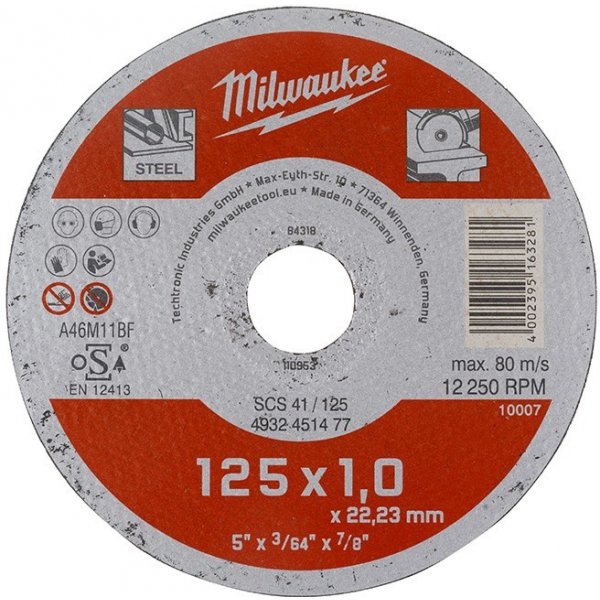 MILWAUKEE Řezný kotouč Contractor 125X1